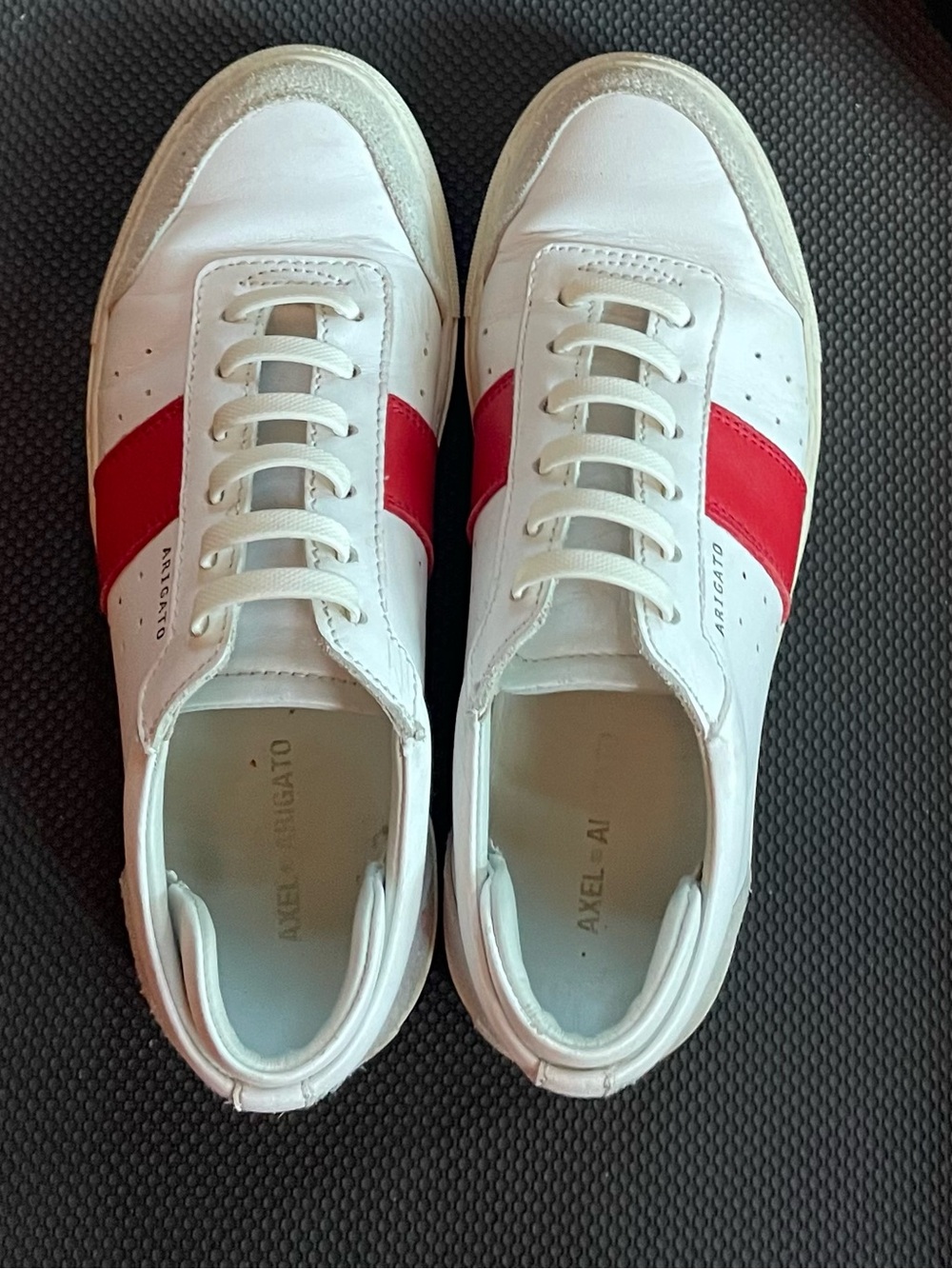 Axel Arigato White Leather Sneakers with Red Side Stripe